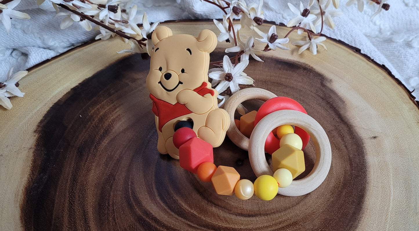 Jouet de dentition silicone/bois ourson