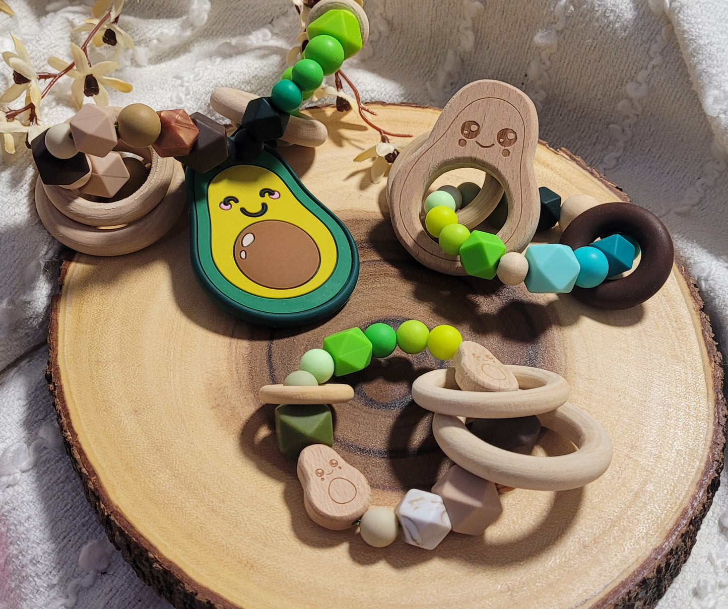 Juego de juguetes para la dentición amante del aguacate