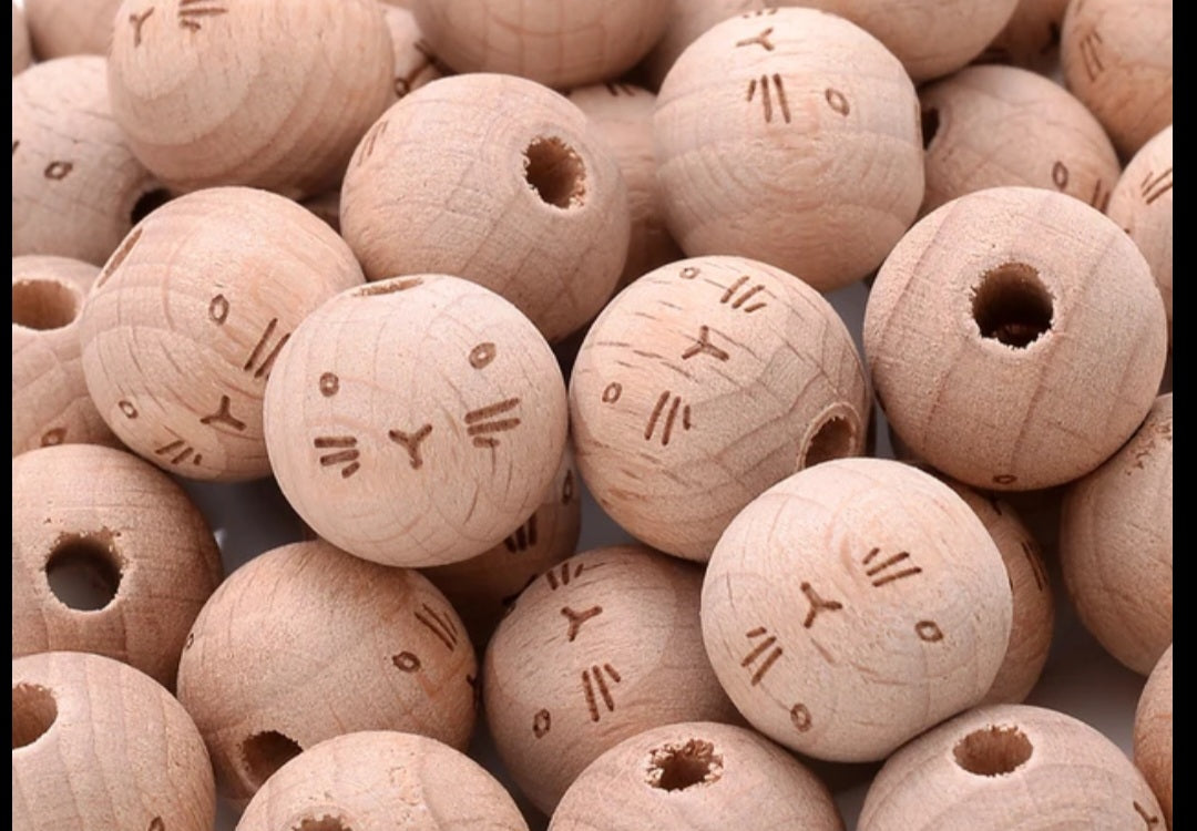 Wooden cat beads