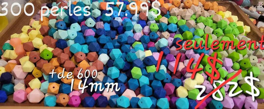 LIQUIDATION Perles 14mm hexagones silicone