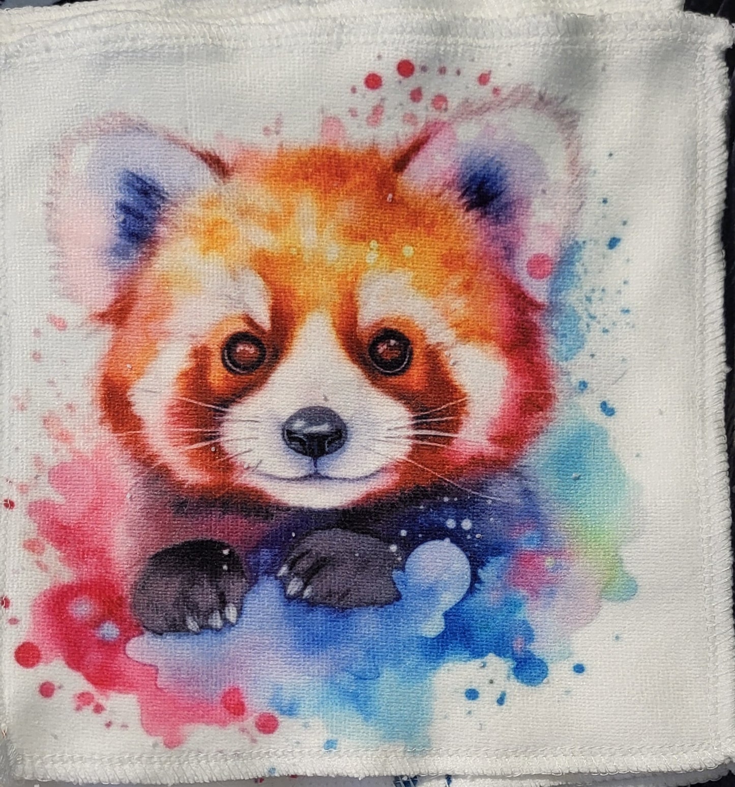 Red panda aqua washcloth