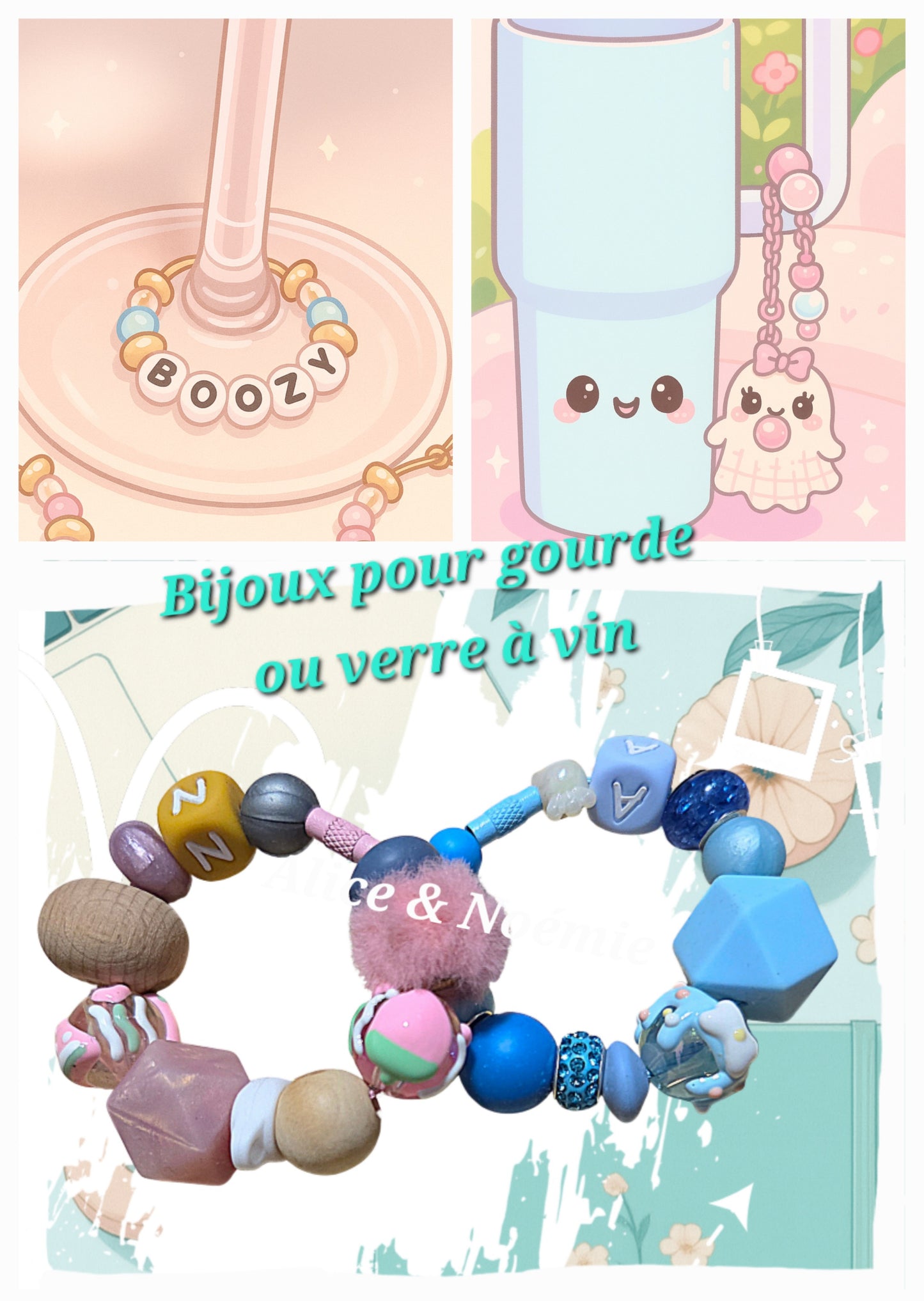 *Bijoux pour verre vin et gourde personnalisable