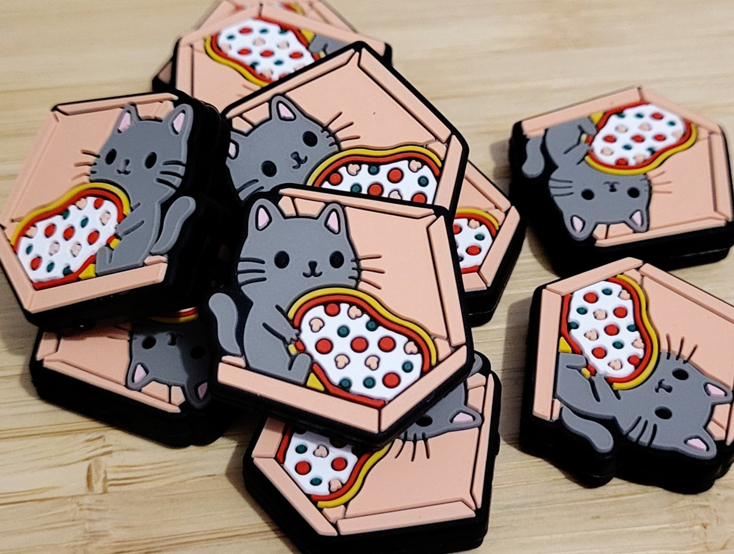 Cuenta de silicona Pizza gato