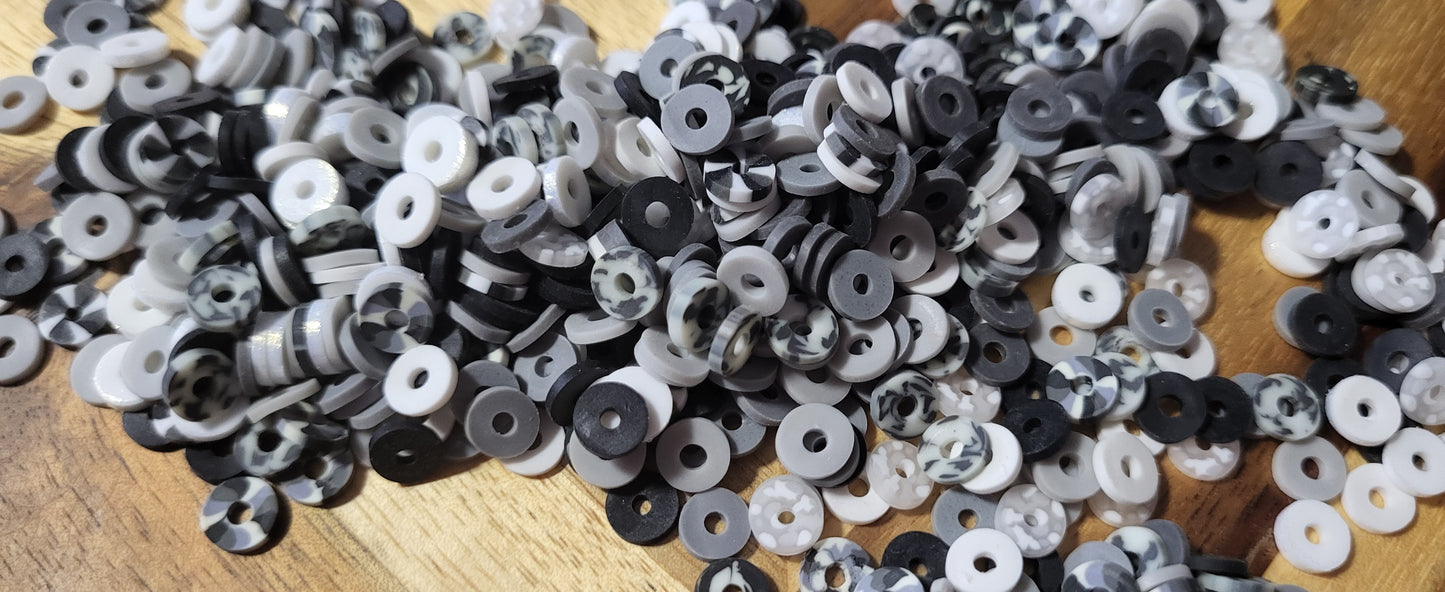 CLEARANCE Mixed Black/Grey/White Spacer Beads