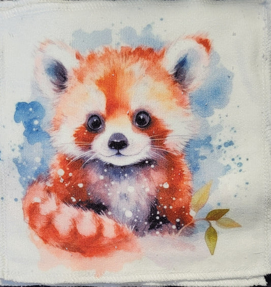 Red panda washcloth sitting